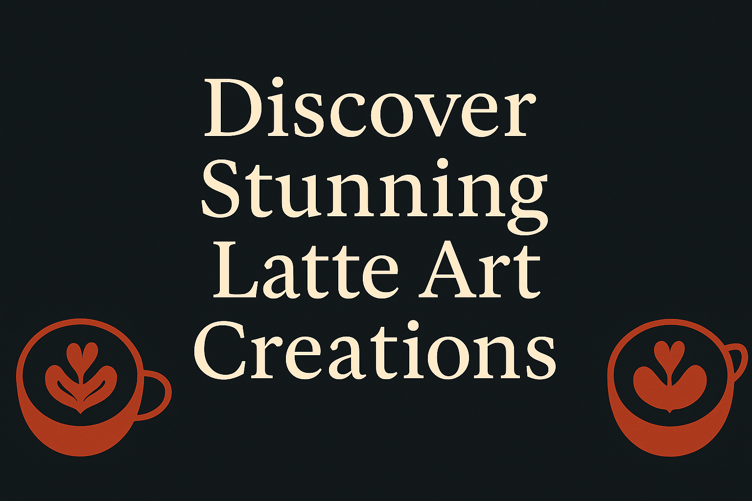 Dark charcoal background, cream text, orange coffee cup silhouettes, minimal and spacious layout.