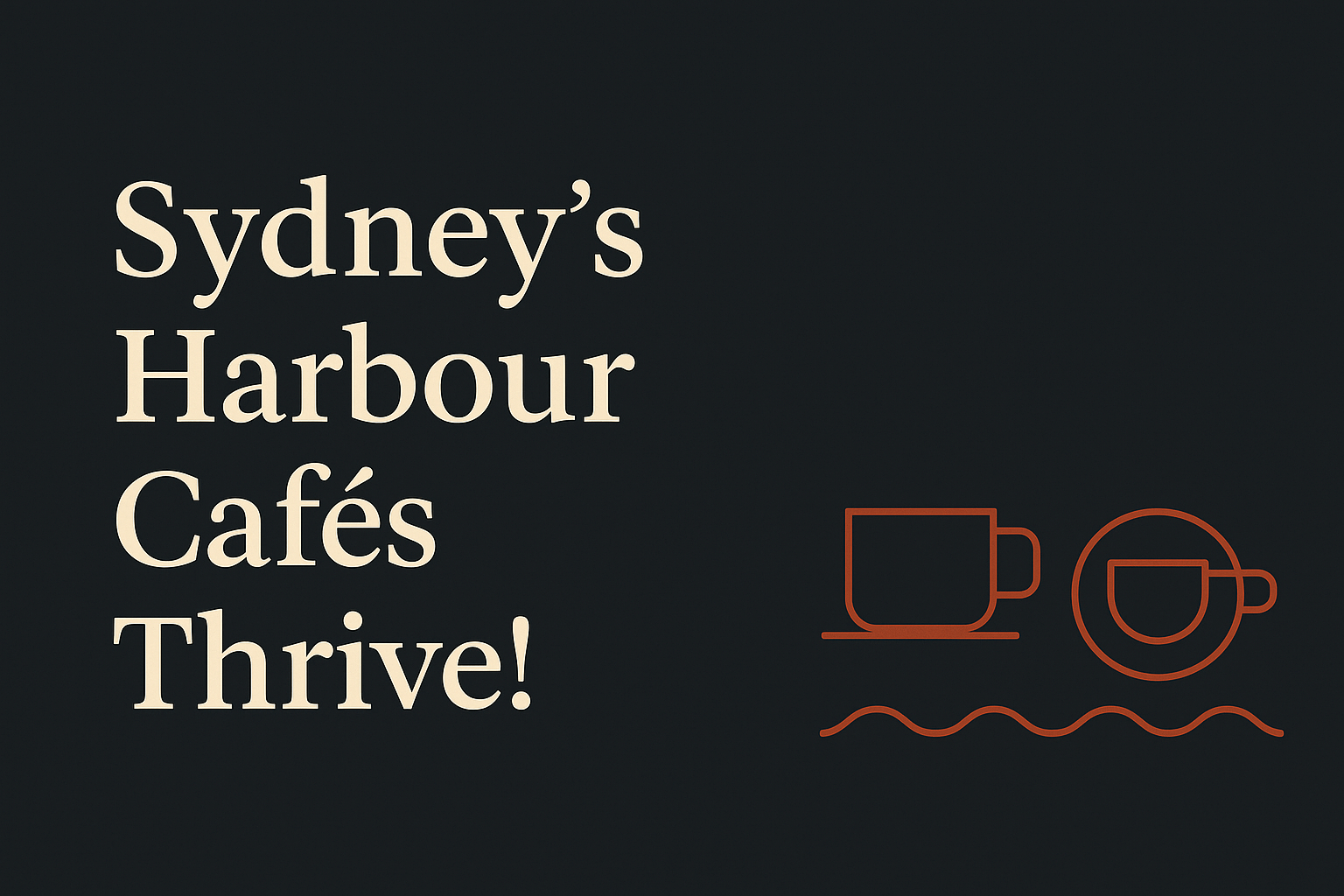 Dark background with cream text and orange harbour-side coffee icons