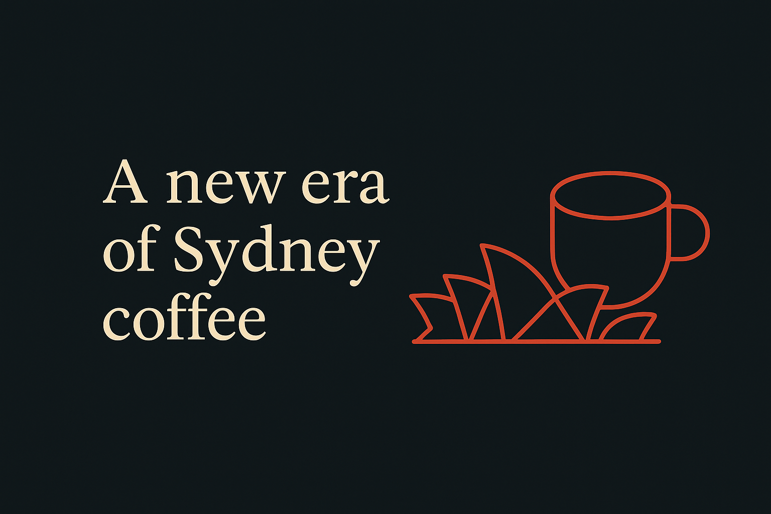 Thumbnail shows a dark background with cream text, Sydney coffee cup icon, and spacious design layout.