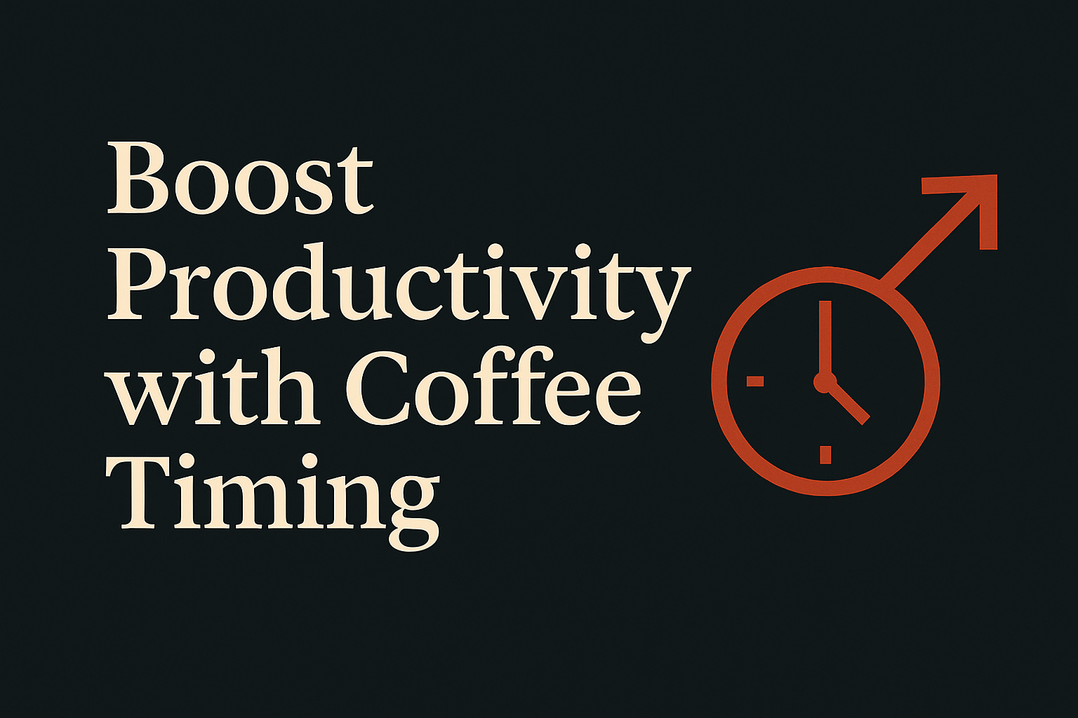 Dark background featuring cream text, orange time symbol, and progress arrow for productivity theme.