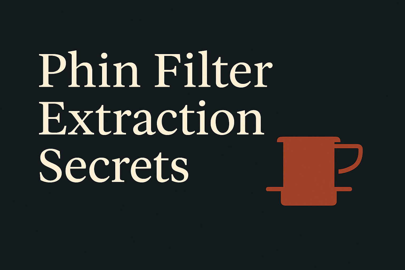 Charcoal background with cream text and an orange phin filter silhouette