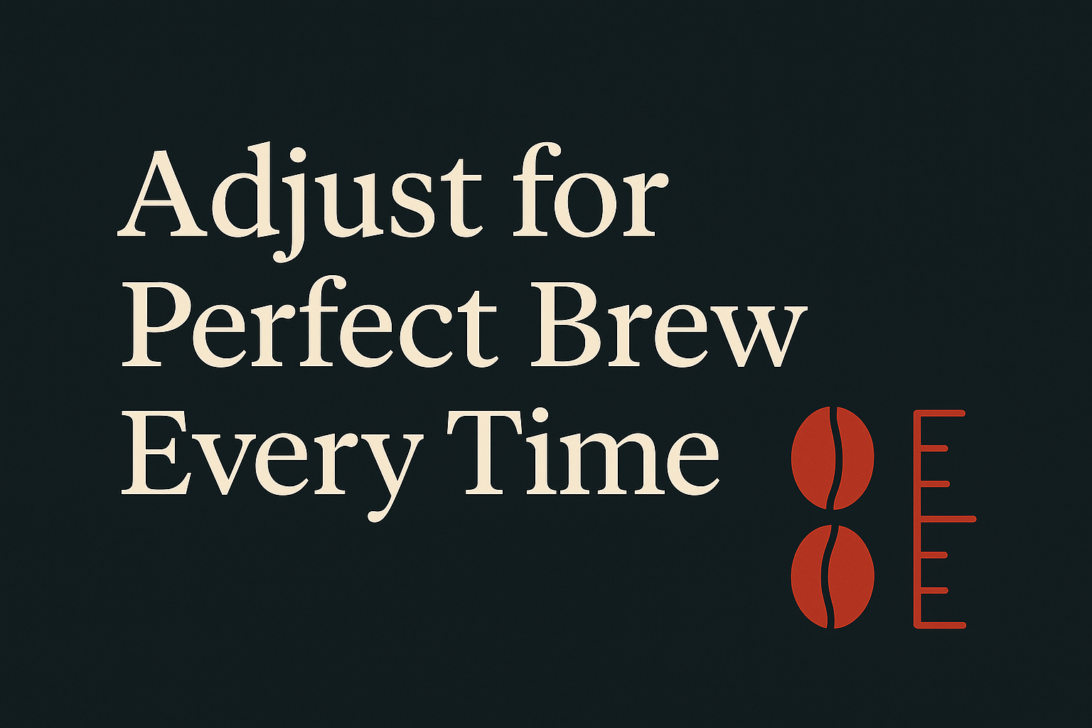 Dark background with cream text, coffee beans and measurement icons in orange.