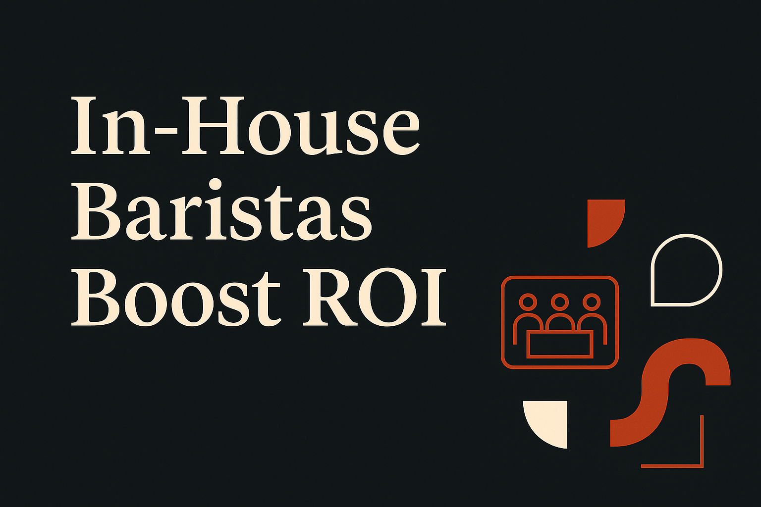 Dark background with cream text, orange meeting symbol icons, conveying workplace productivity.