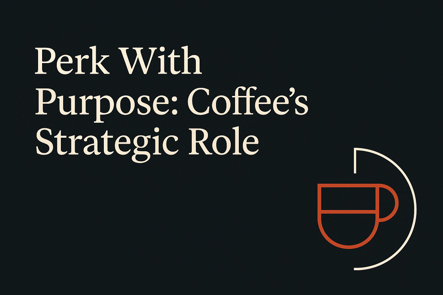 Dark background with cream text and orange geometric coffee progress indicator