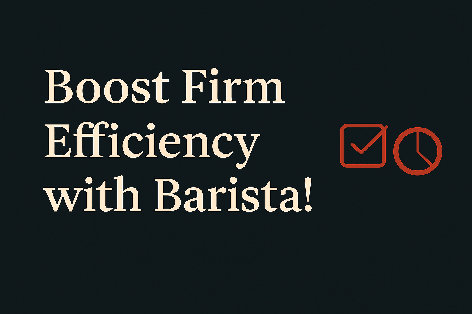 Dark charcoal background with cream text, orange progress icons indicating productivity.