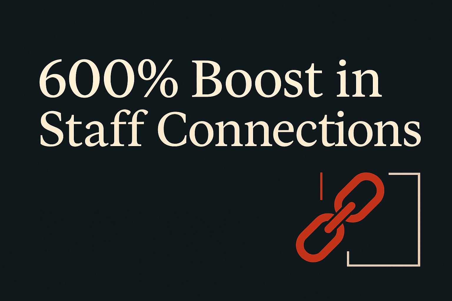 Dark background with cream text, orange linking icons for networking.