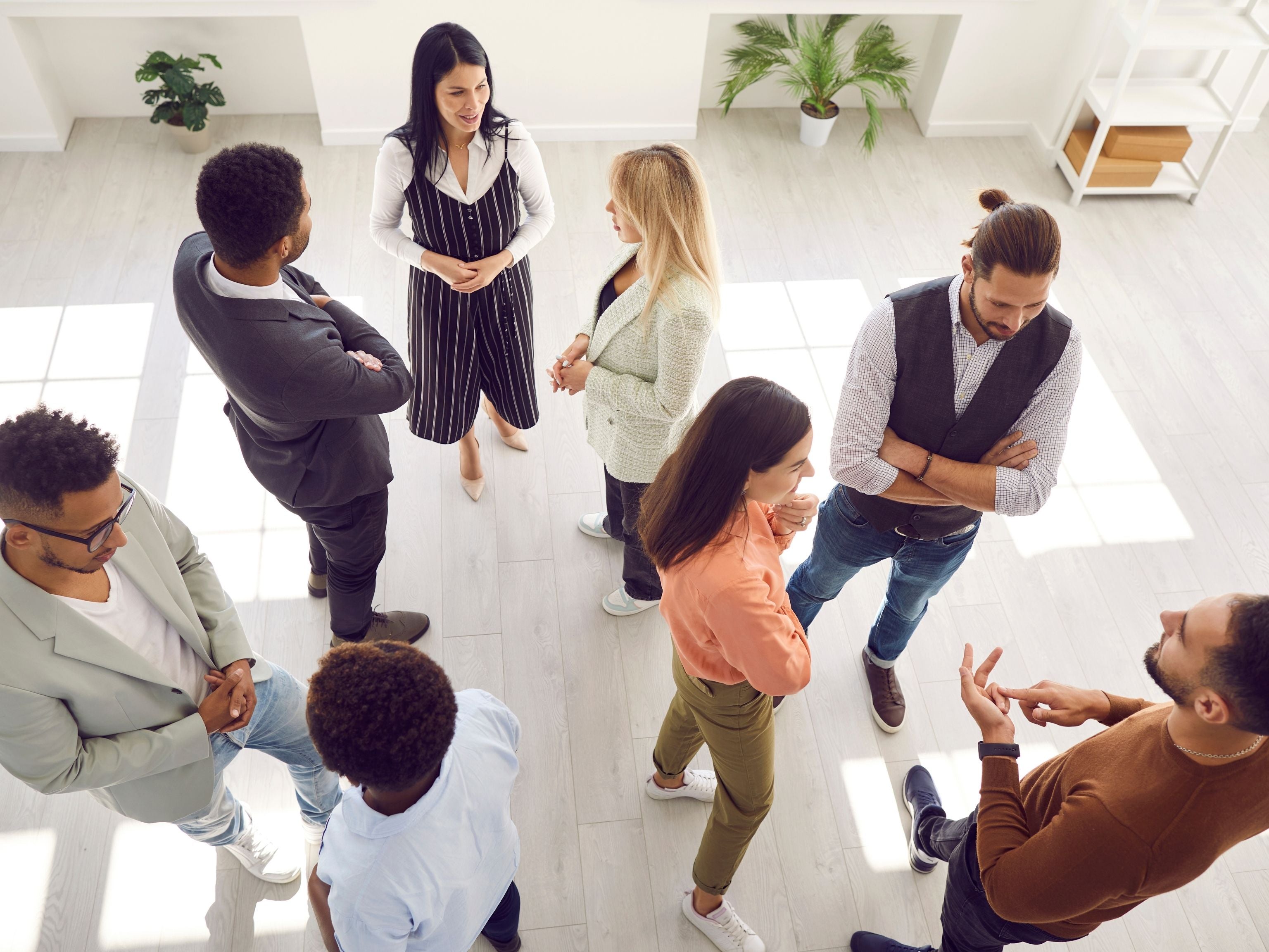 Corporate event guests mingling and networking