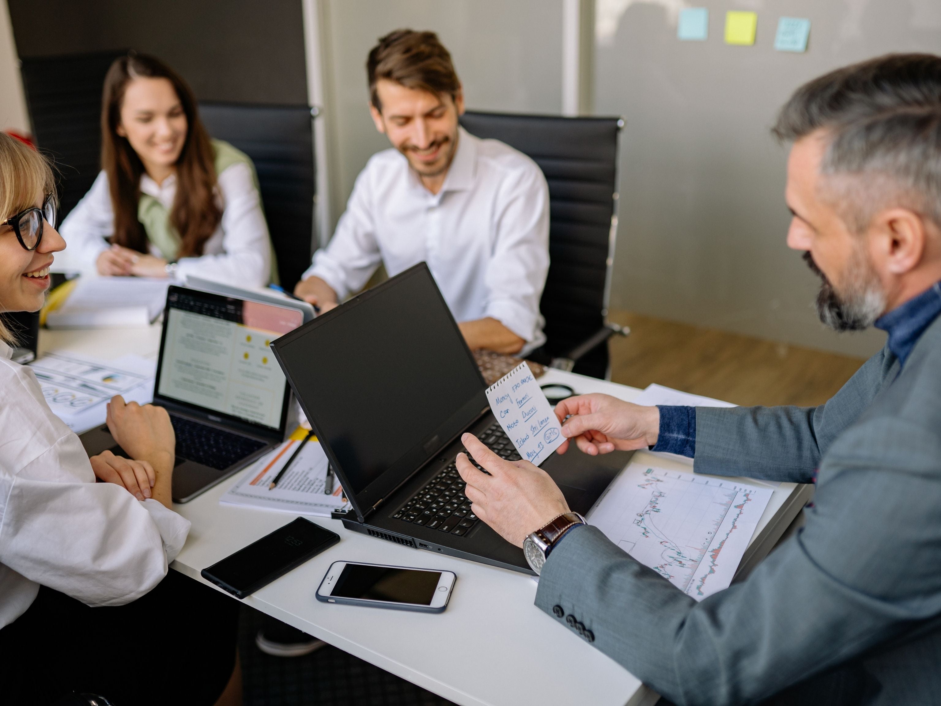 Employees in a staff meeting