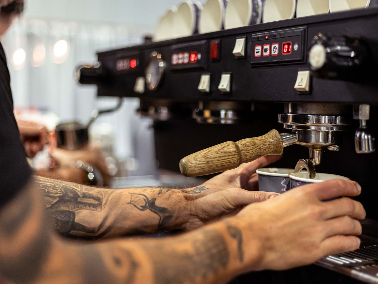 Espresso shots being extracted