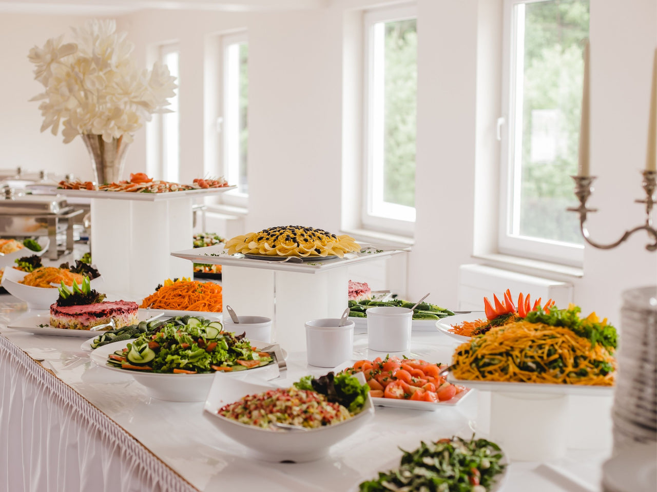 Lunch catering spread at corporate event