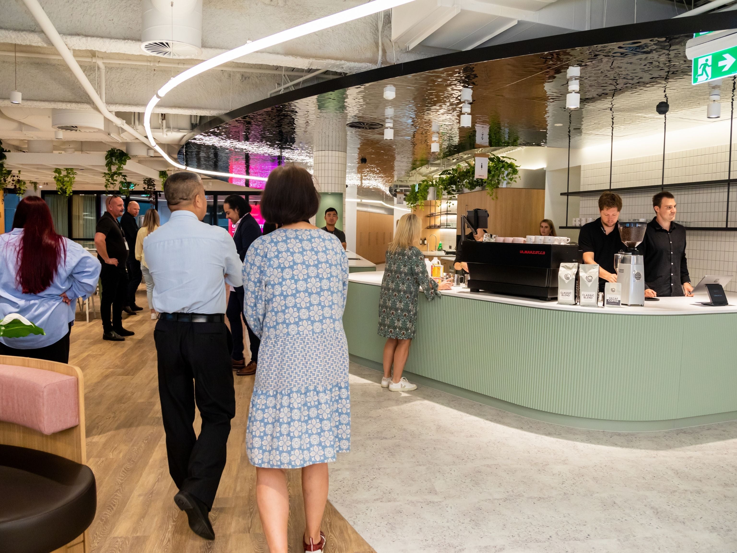 Employees collecting their coffees