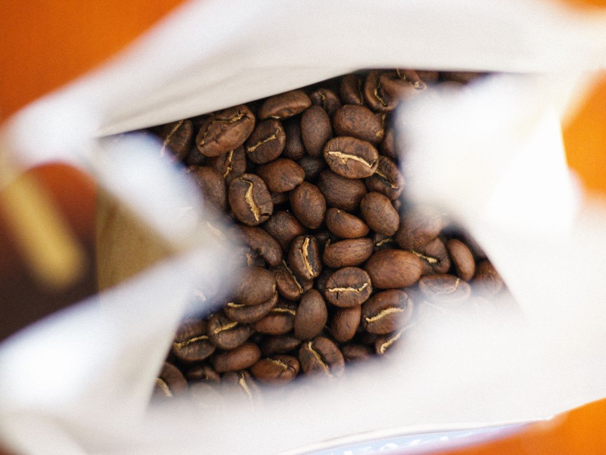Coffee beans inside of bag
