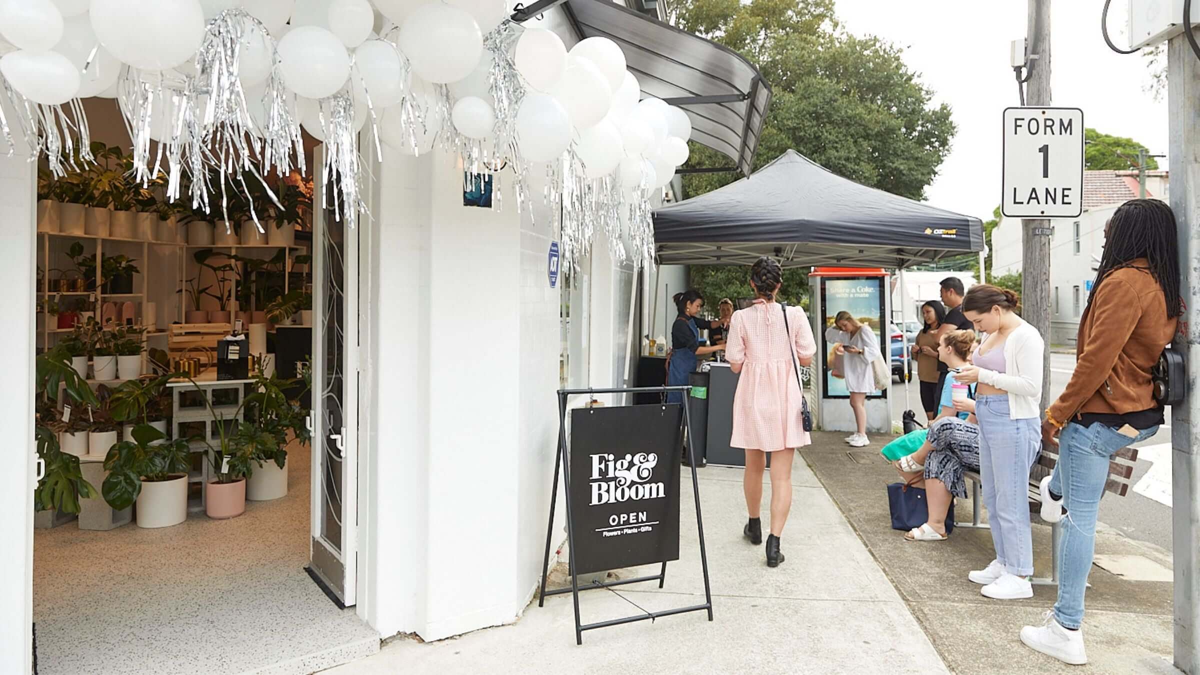 Coffee cart at Fig and Bloom retail activation event