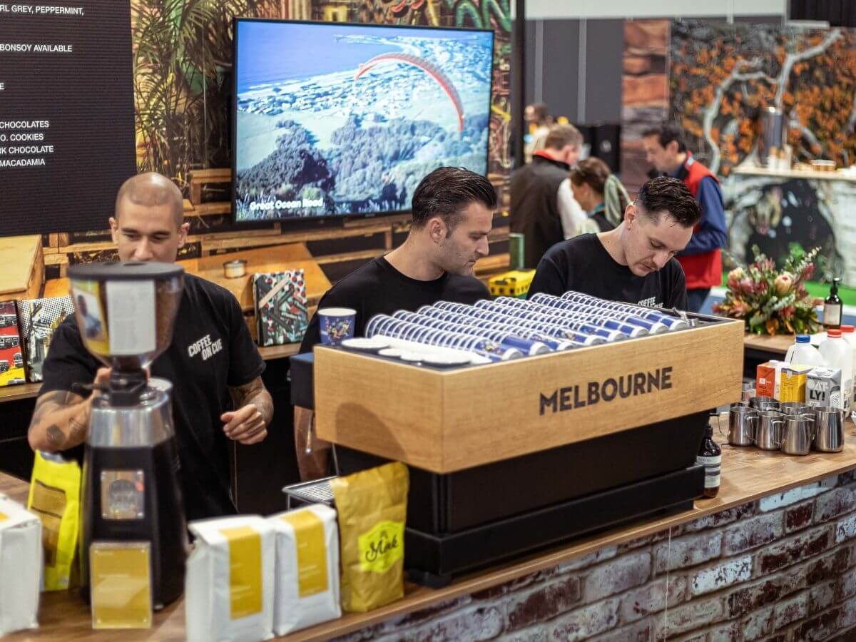 Custom coffee cart on tradestand