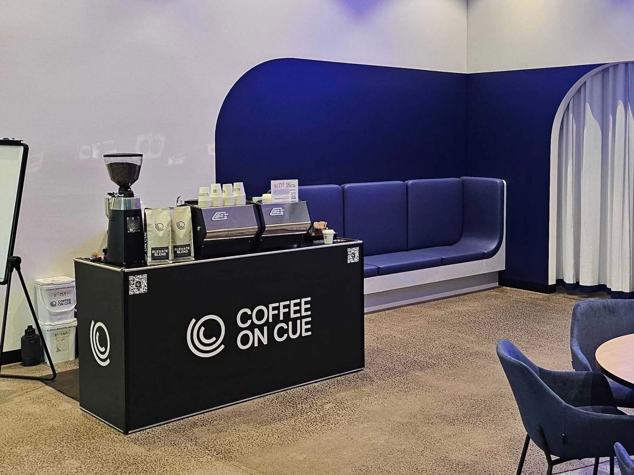 Event coffee cart set up in a break out area