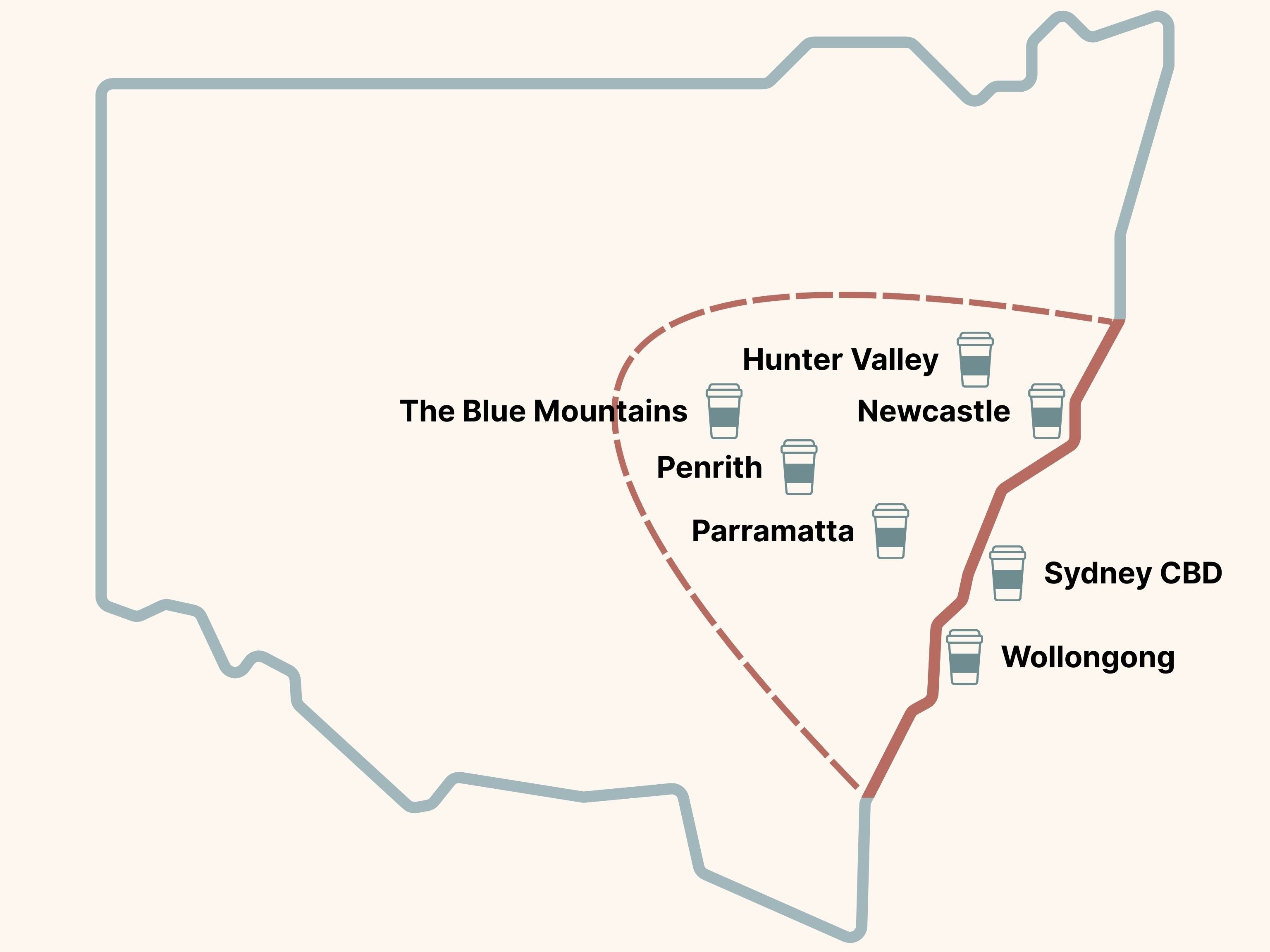 Sydney mobile coffee service area map