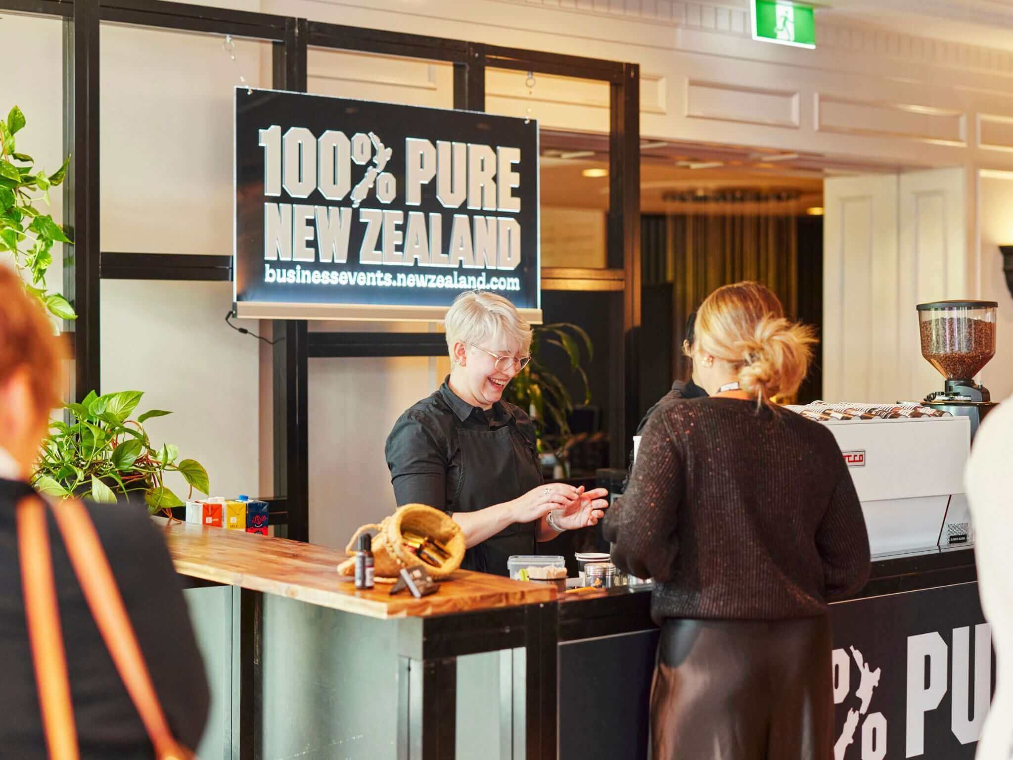 Barista on tourism nz stand