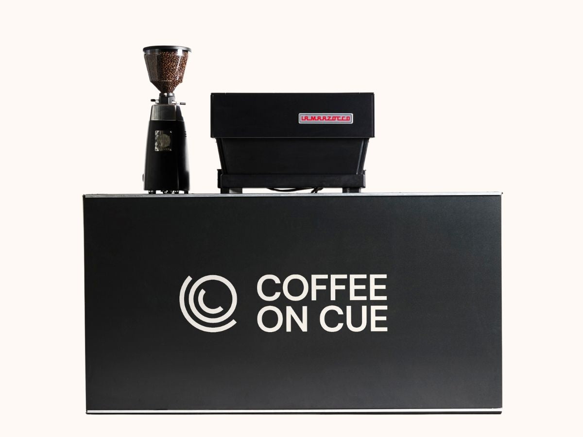 Coffee on Cue branded La Marzocco linea coffee cart