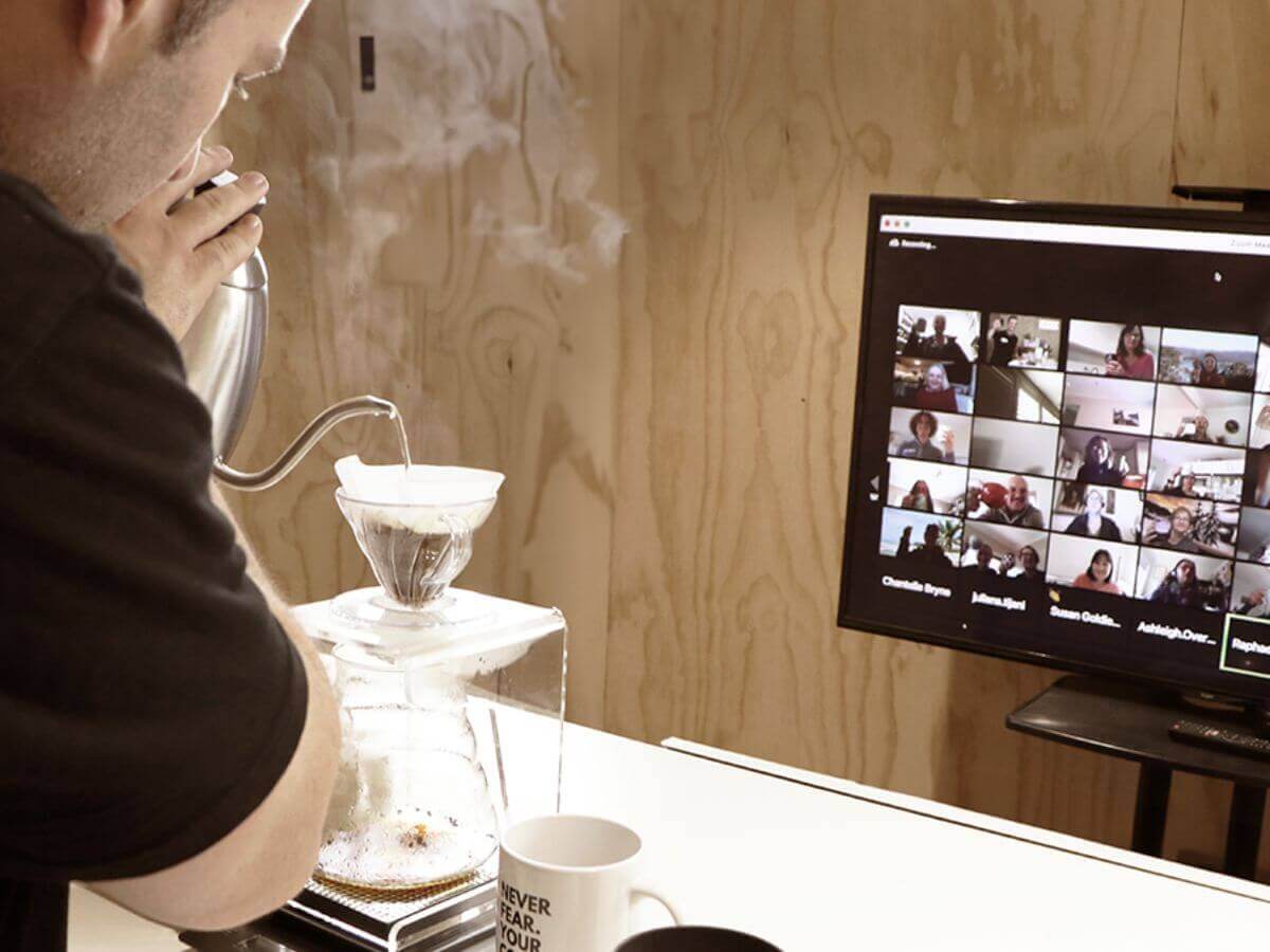 Barista hosting a live virtual online barista masterclass