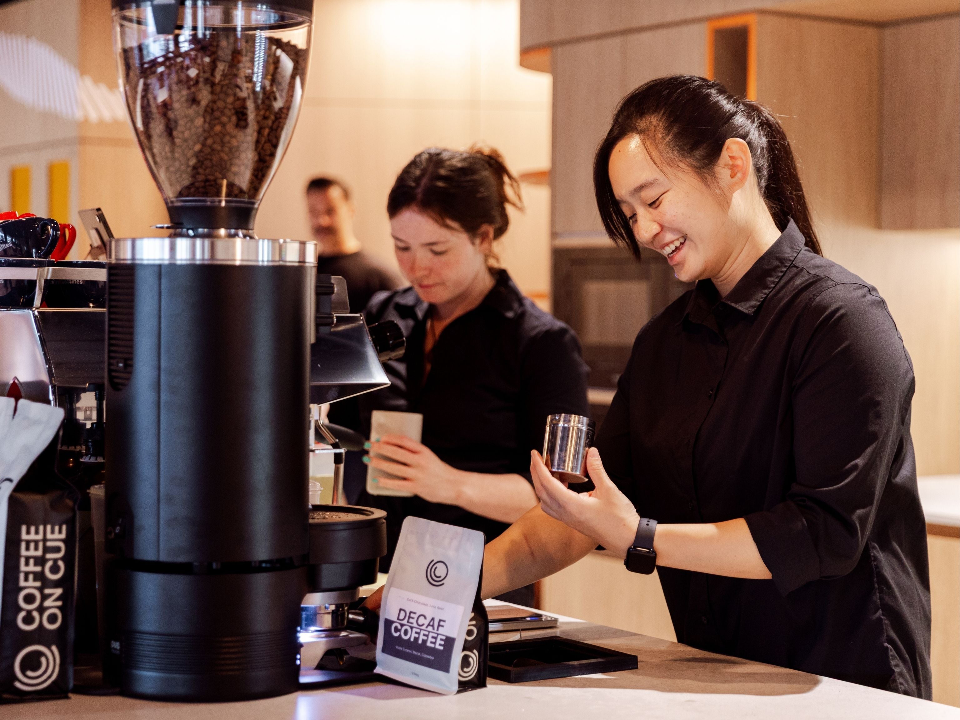 Workplace baristas in service